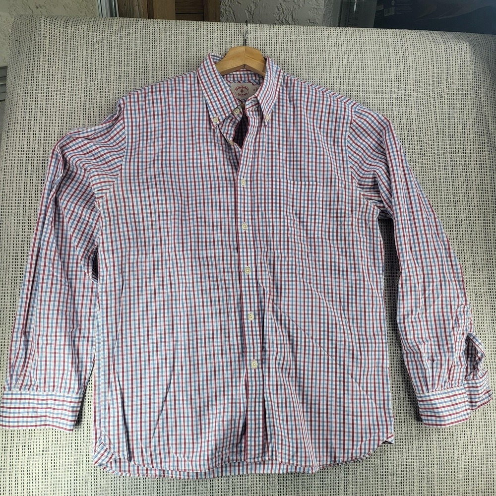 Brooks Brothers Red Fleece Shirt Mens XL Plaid Button Down Casual Preppy